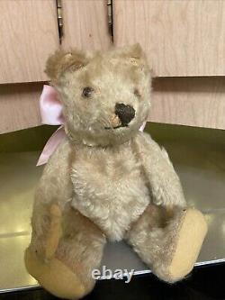 Antique Early Straw Stuffed Mohair Jointed Teddy Bear