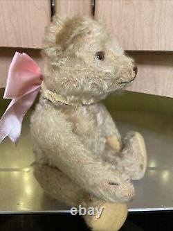 Antique Early Straw Stuffed Mohair Jointed Teddy Bear