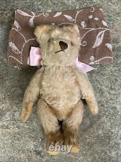 Antique Early Straw Stuffed Mohair Jointed Teddy Bear