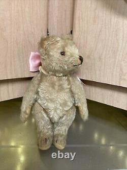 Antique Early Straw Stuffed Mohair Jointed Teddy Bear