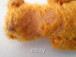 Antique Early Teddy Bear Jointed Mohair Glass Eye 8 Golden Yellow Very Rare