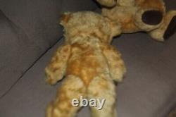 Antique English pedigree blond Mohair Teddy bear pair bells jointed