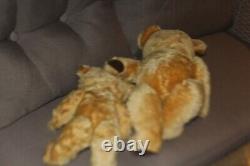 Antique English pedigree blond Mohair Teddy bear pair bells jointed