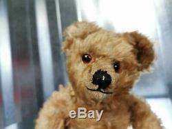 Antique Farnell English Teddy bear late 1930s Mohair fur Glass eyes Rexine pads