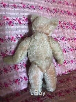 Antique Farnell pink mohair teddy bear all original