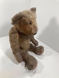 Antique Fully Jointed Mohair Teddy Bear, Shoebutton Eyes, Big Back Hump