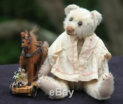 Antique German Mohair Teddy & His Horse Pull Toyadorable Pair