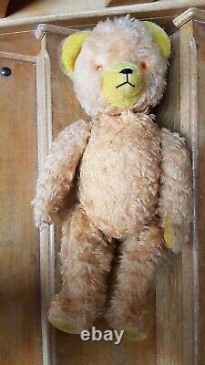 Antique German Teddy Bear Straw-Stuffed Mohair Joint Toy Growler Glass Eyes