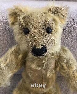 Antique Golden Mohair Jointed Teddy Bear British C. 1920s