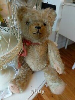 Antique Jointed Straw Filled Mohair Teddy Bear 17 growler