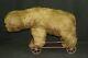 Antique Large 20 Long Possibly Steiff Mohair Teddy Bear On Wheels Pull or Sit