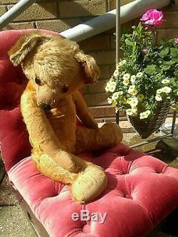 Antique Merrythought English loved old jointed mohair teddy bear Approx 1940s