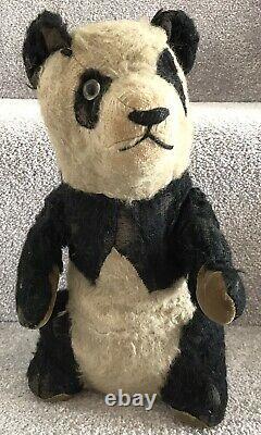 Antique Merrythought Or Similar British Mohair Panda Teddy Bear C. 1930s