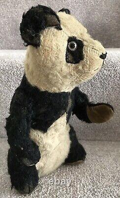 Antique Merrythought Or Similar British Mohair Panda Teddy Bear C. 1930s