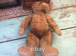 Antique Mohair Jointed Gund Teddy Bear, Hump Back, 16 Tall, Well Loved
