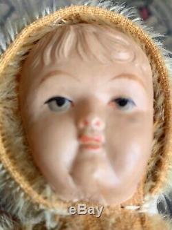 Antique Mohair Jointed Teddy Bear Doll Celluloid Face Schuco Steiff Bear NICE