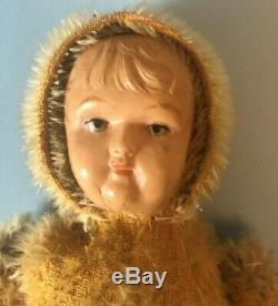 Antique Mohair Jointed Teddy Bear Doll With Celluloid Face Shuco Steiff German
