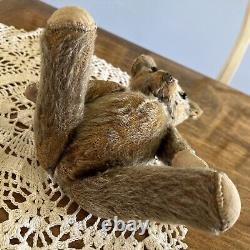 Antique Mohair Straw Filled Teddy Bear Shoe Button Eyes jointed Arms Legs Head