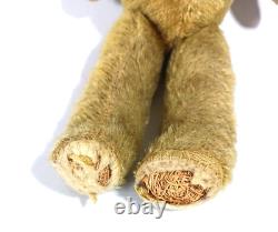Antique Mohair Teddy Bear Glass Eyes Wood Wool Stuffed Jointed