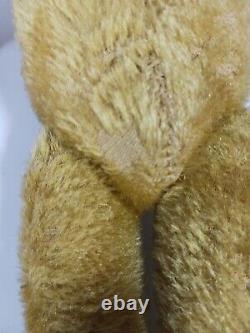 Antique Mohair Teddy Bear Glass Eyes Wood Wool Stuffed Jointed