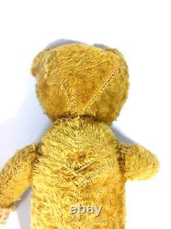 Antique Mohair Teddy Bear Glass Eyes Wood Wool Stuffed Jointed Humpback