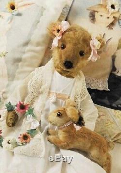 Antique Mohair Teddy Bear Mouse Dressed & Tended To By Toy Bear Rescue Society