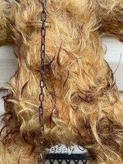 Antique Mohair Teddy Bear Straw Filled Jointed Nose Ring Old Vintage Toy Bear