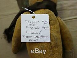 Antique Mohair furless French Teddy Bear Fadap 14 and Pintel 11 RARE