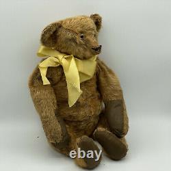Antique Original Owner's 1906 Teddy Bear Straw Stuffed Jointed Mohair 15