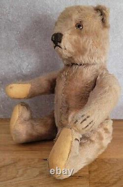 Antique Primitive 10 Steiff Straw Stuffed Fully Jointed Wool Mohair Teddy Bear