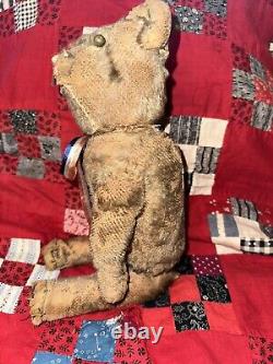 Antique Primitive Mohair Shoe Button Eye Jointed Teddy Bear