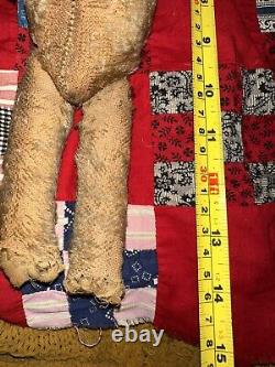 Antique Primitive Mohair Shoe Button Eye Jointed Teddy Bear