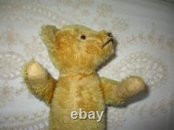 Antique Steiff 1908 Yellow Mohair 11 Teddy Bear Fully Jointed with Glass Eyes