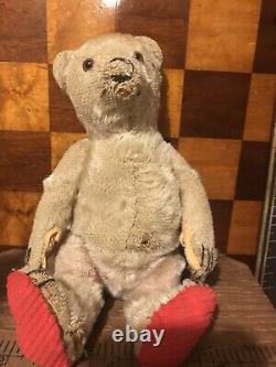 Antique Steiff 8 Inch Mohair Teddy Bear Glass Eyes Articulated Limbs Head Straw