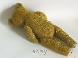 Antique Steiff Mohair Straw Stuffed Teddy Bear Jointed 15 Primitive Worn Gold