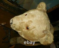 Antique Steiff Mohair Teddy Bear Pull Toy On Wheels 20x15x8 / Very Good Cond