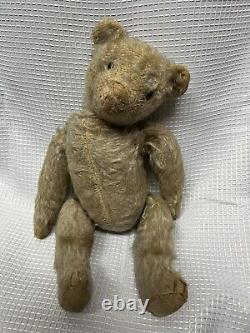 Antique Steiff Mohair Teddy Bear With Black Shoe Button Eyes