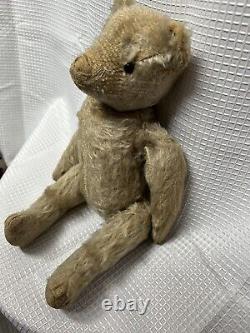 Antique Steiff Mohair Teddy Bear With Black Shoe Button Eyes