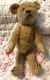 Antique Straw-Stuffed Teddy Bear Golden Brown Mohair Toy One Glass Eye 12 Tall