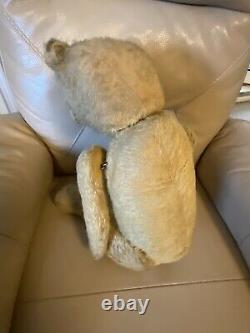 Antique Teddy Bear 1910s 1920s Hump Mohair Glass Eyes Woodwool Stuffed 24inches