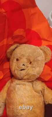 Antique Teddy Bear 23 Fully Jointed Mohair Plush Sawdust Body Needs TLC German