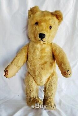 Antique Teddy Bear Early Steiff Excelsior Straw Stuffed Jointed Poseable Mohair