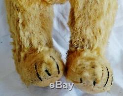 Antique Teddy Bear Early Steiff Excelsior Straw Stuffed Jointed Poseable Mohair