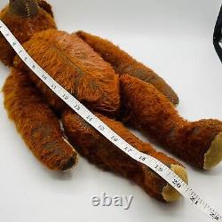 Antique Teddy Bear Jointed Arms Legs Head Cinnamon Mohair Brown Red Large 20VTG