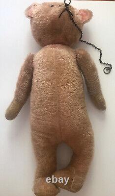 Antique Teddy Bear Straw Nose Ring Glass Eyes Mohair Jointed Arms 24