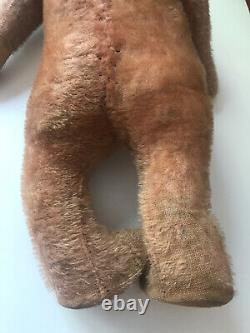 Antique Teddy Bear Straw Nose Ring Glass Eyes Mohair Jointed Arms 24