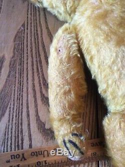 Antique Teddy Bear Straw Stuffed Mohair Jointed Hump Back Glass Eyes As Is