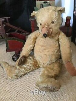 Antique Toy Mohair Teddy Bear-chiltern Circa 1920-30. Needs A Nose Job 27 Inch
