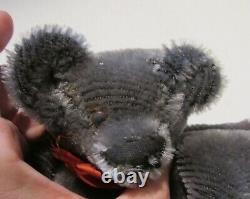 Antique VIntage Child Teddy Bear Hand Muff Warmer Greay Mohair 11