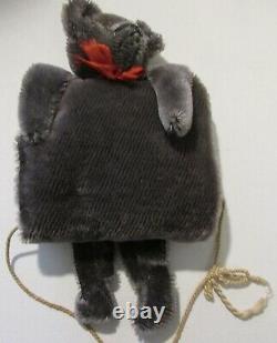 Antique VIntage Child Teddy Bear Hand Muff Warmer Greay Mohair 11